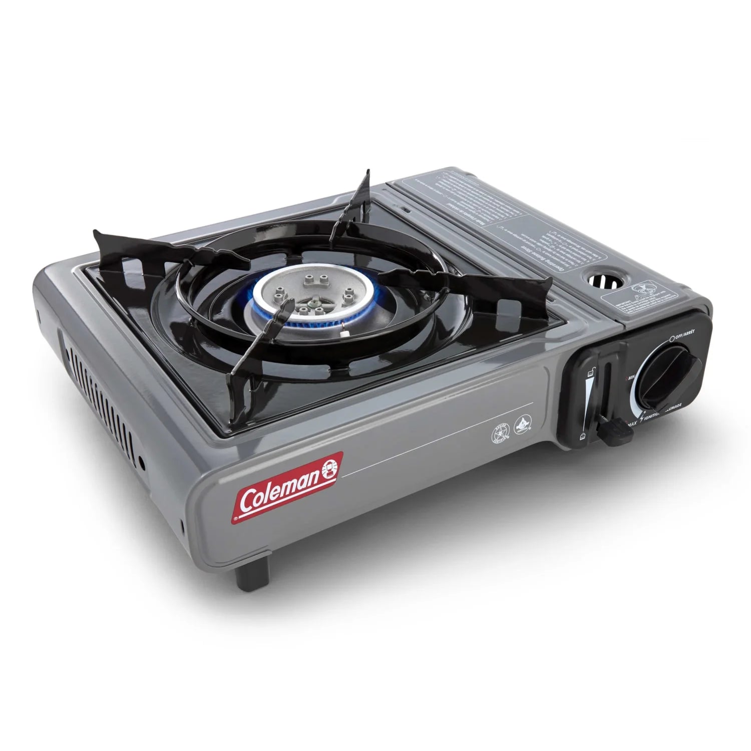 Tabletop Portable Butane Gas Camping Stove, 1 Burner, Gray