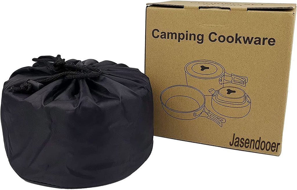 Outdoor Cookware Set - Camping Equipment Aluminum Tableware Camping Pot Set Suitable for 2~3 People - Green