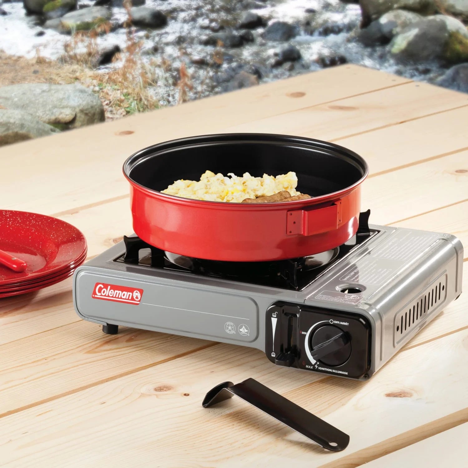 Tabletop Portable Butane Gas Camping Stove, 1 Burner, Gray
