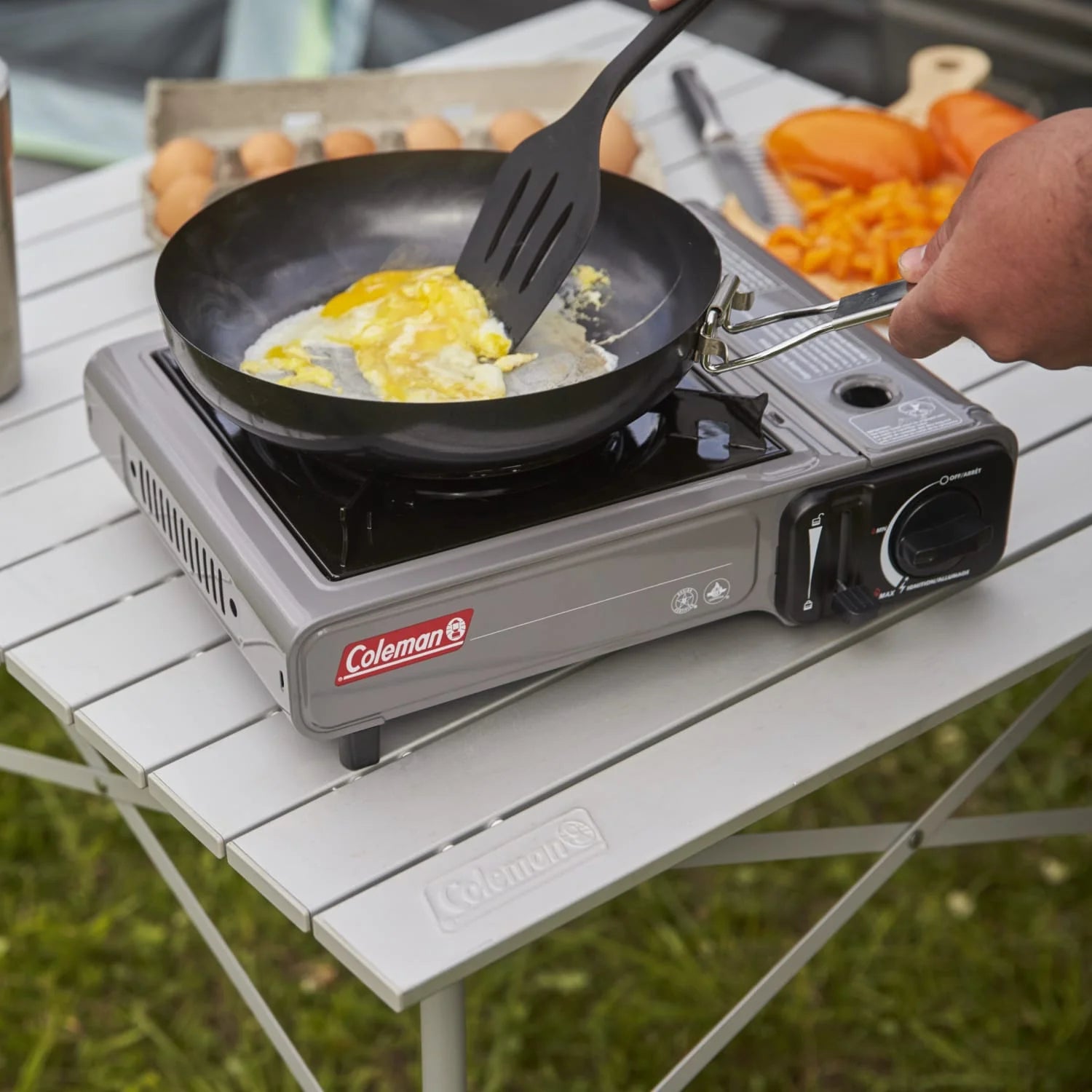 Tabletop Portable Butane Gas Camping Stove, 1 Burner, Gray