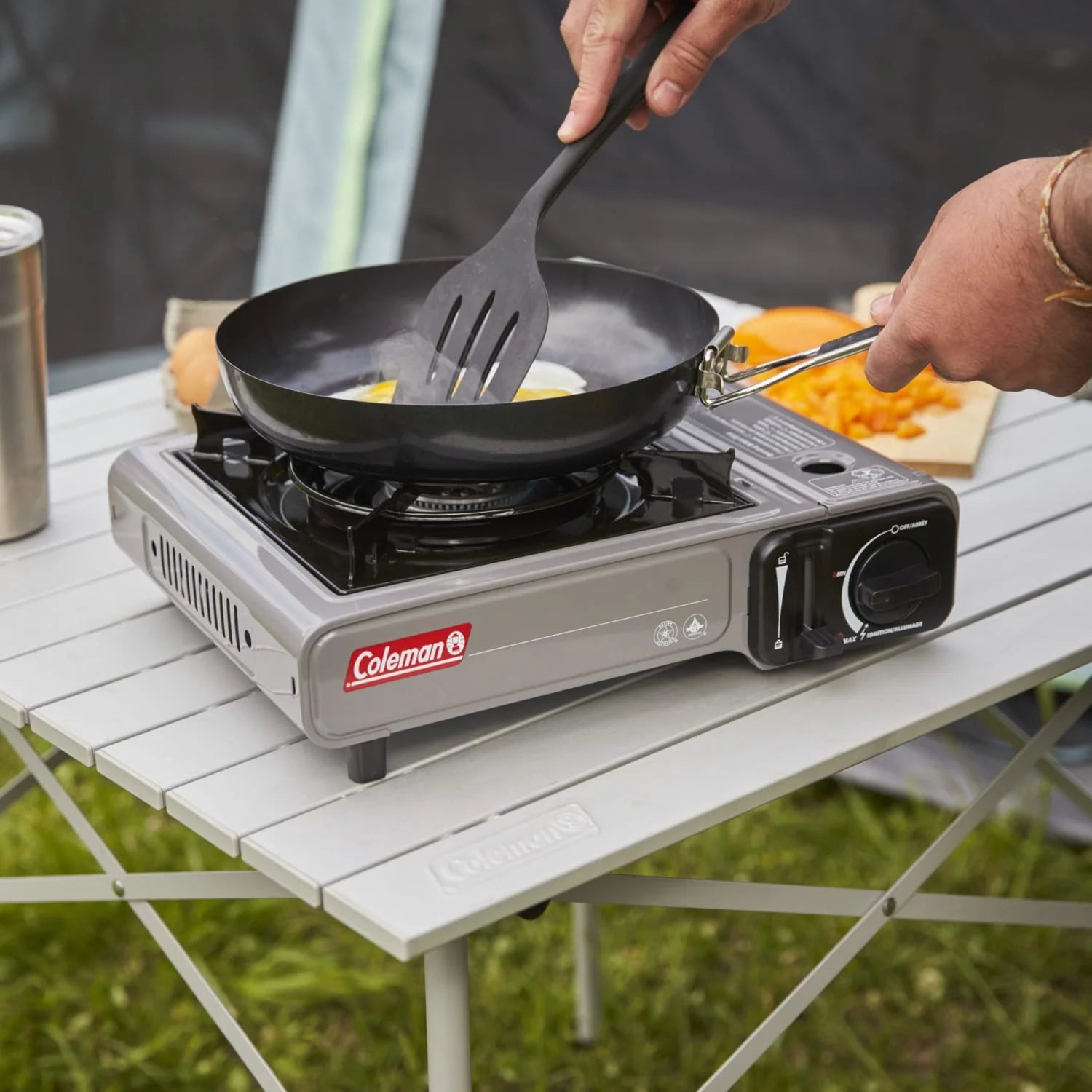 Tabletop Portable Butane Gas Camping Stove, 1 Burner, Gray