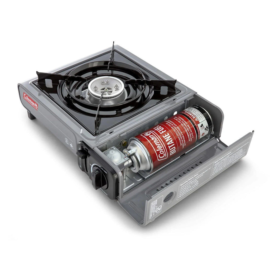 Tabletop Portable Butane Gas Camping Stove, 1 Burner, Gray