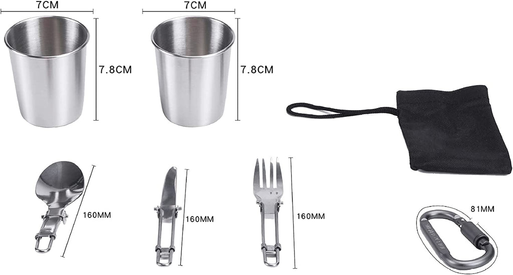 Outdoor Cookware Set - Camping Equipment Aluminum Tableware Camping Pot Set Suitable for 2~3 People - Green
